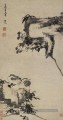 la roche de bambou et les canards mandarin vieille encre de Chine